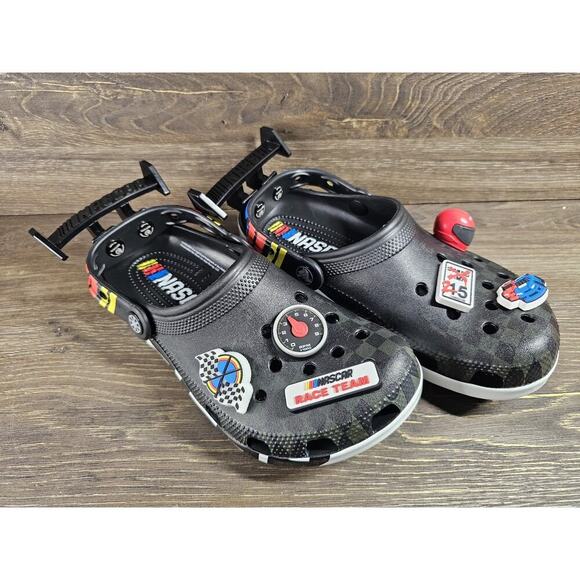 Crocs Nascar Classic Clogs Unisex Black Multi Size M4 W6 Nwot - Picture 1 of 10